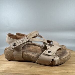 S‎ Taos Trulie Sandals Beige Braided Leather Shoes US 6-6.5 Strappy Sandals